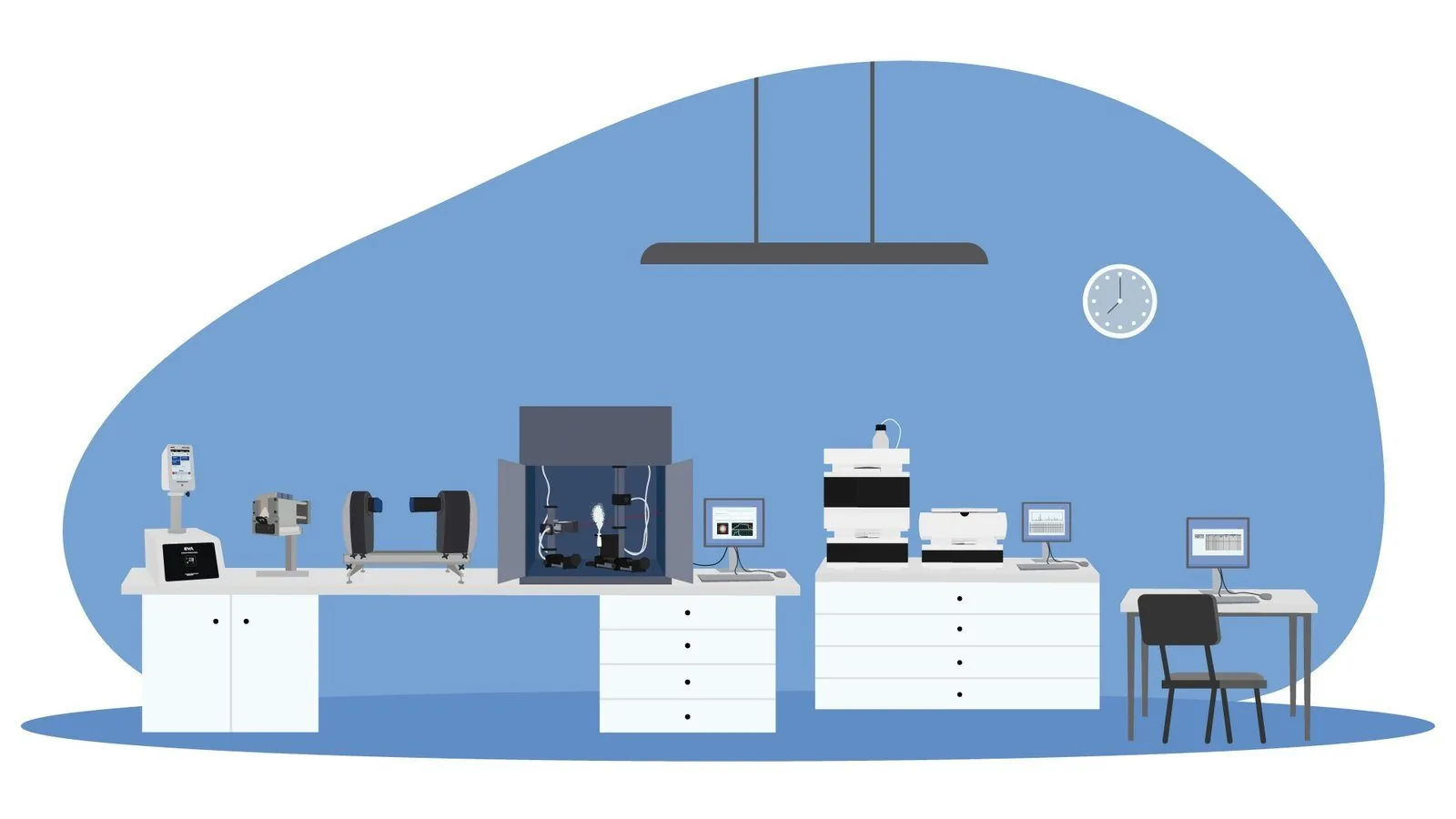Illustration laboratoire - fond bleu
